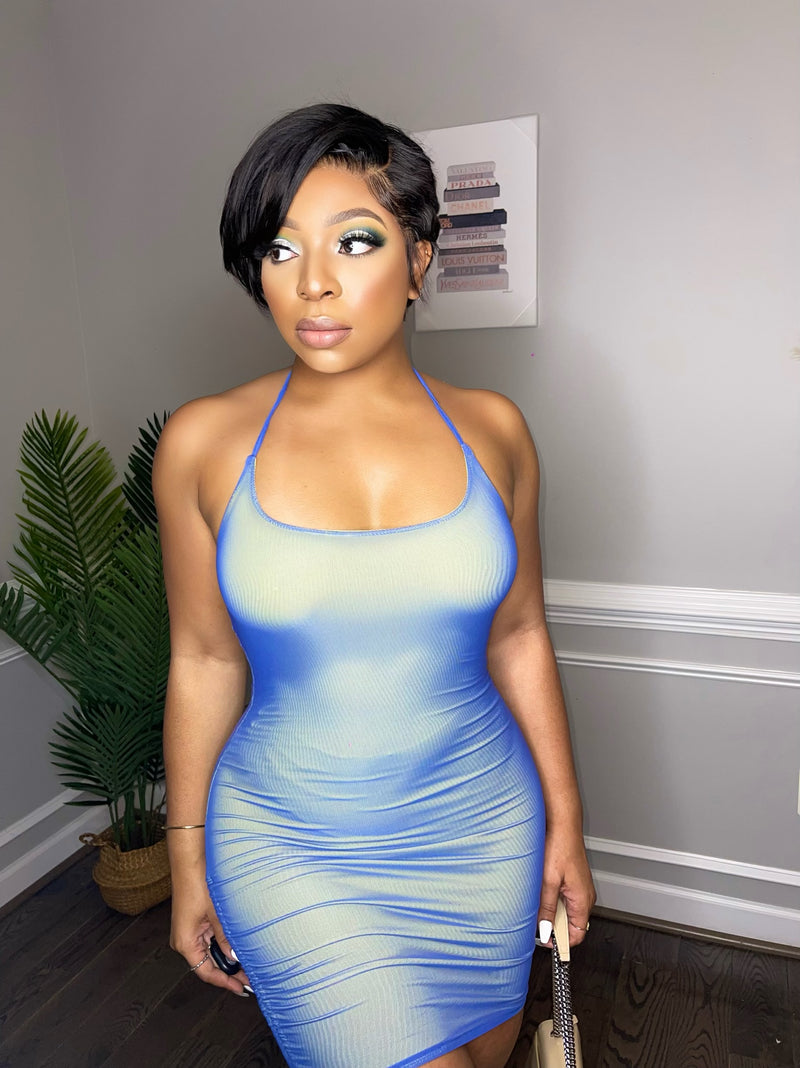 "Blue Motorcycle" Mini Dress